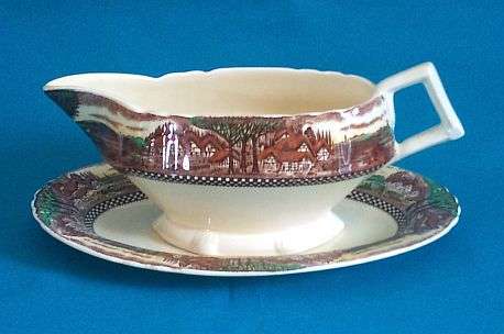 MYOTT SON & CO. "COUNTRYSIDE" GRAVY BOAT WITH DISH