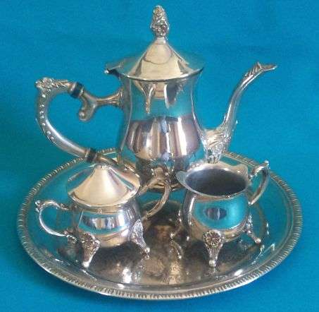 LOVELY SILVER PLATED TEA SET WITH TRAY