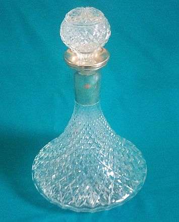 BEAUTIFUL CUT GLASS & SILVER PLATED DECANTER