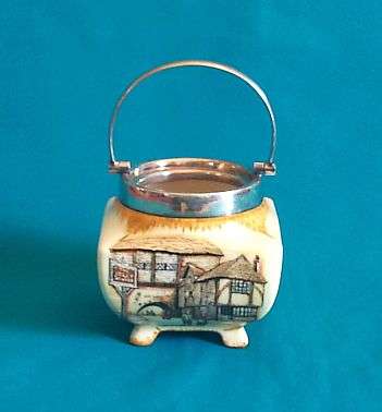 BEAUTIFUL SANDLAND FOOTED SUGAR BOWL WITH E.P.N.S RIM
