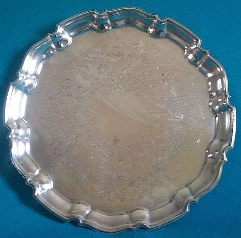 OLD HEAVY SILVER PLATED TRAY WITH VINTAGE DETAIL