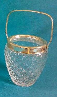 CUT GLASS & SILVER PLATED ICE BUCKET
