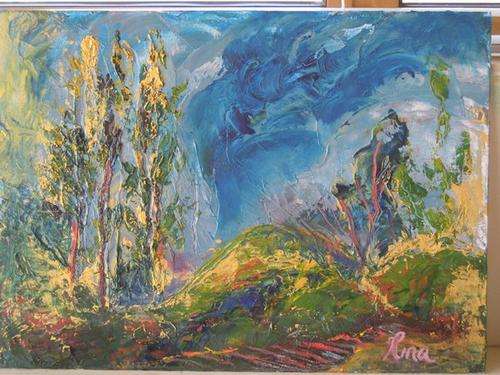 Abstract Tornado by Rina Jonker 35 x 25 cm Oil on canvas board