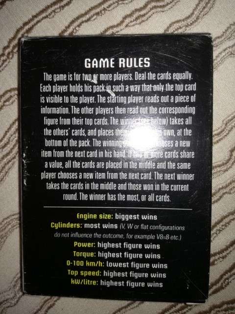 Card Games Collectors` Performance Cars