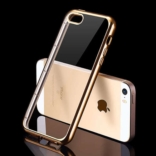 Clear TPU Silicone Case For iPhone 5 5S SE - Gold