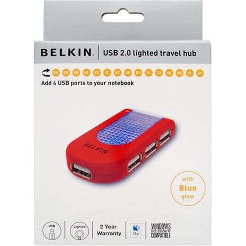 BELKIN  4-PORT USB LIGHTED TRAVEL HUB