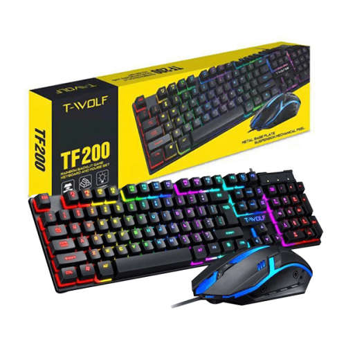T-Wolf Rainbow Backlit Gaming Keyboard and Mouse set GG-TF-200