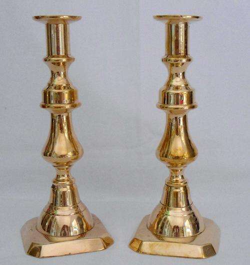 PAIR OF BRASS CANDLESTICKS, NICE OLD ONES