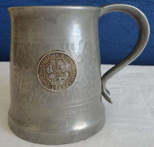 No Reserve !!!! Tudric Pewter 1Pint Tankard Commemorating 1947 Royal Visit