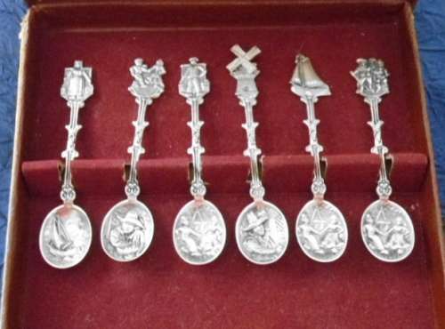 DUTCH STYLE EPNS COFFEE SPOONS, SET OF 6