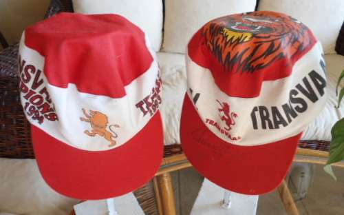 SET OF 2 TRANSVAAL RUGBY CAPS, 1 SIGNED BY HANNES STRYDOM, OTHER 1993 & 1994 CHAMPIONS