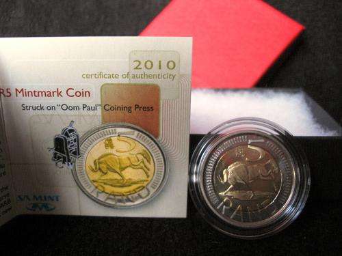 ****Oom Paul**** 2010 R5 Mintmark Coin encapsuled and boxed with certificate****