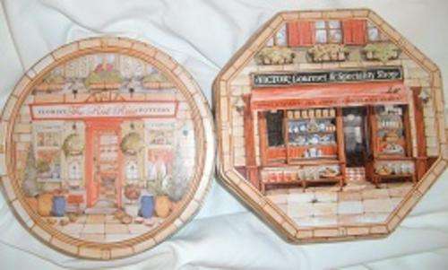 2 Medium Sized Tin Town Tins