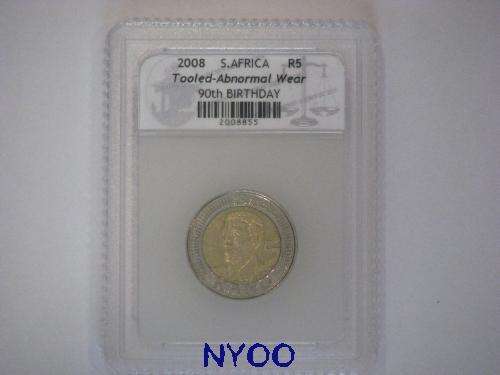 Tooled Abnormal Wear: 2008 South Africa R5, Mandela Coin 90th Birthday