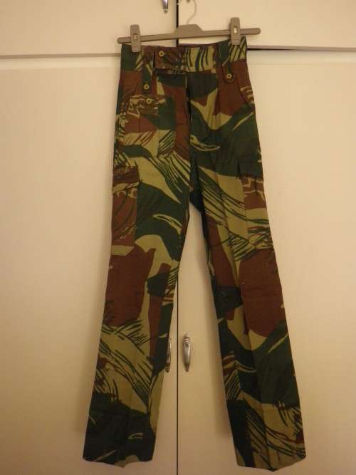 RHODESIAN ARMY - AS NEW CAMMO TROUSERS MADE IN BULAWAYO - SMALL WAIST