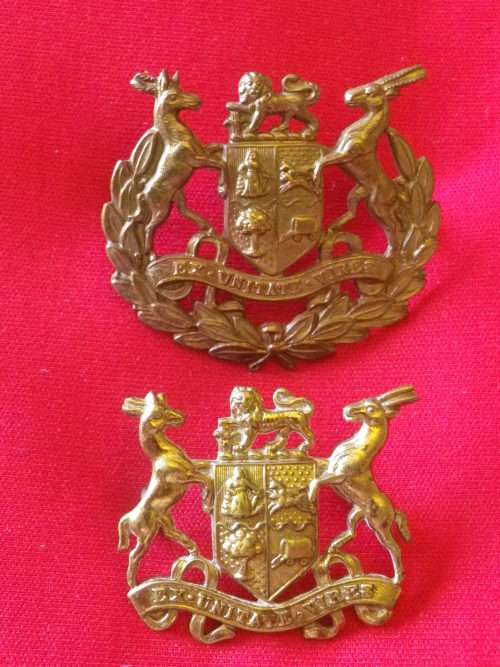 SADF - EARLY BRASS WO1 & WO2 RANK BADGES WITH LUGS