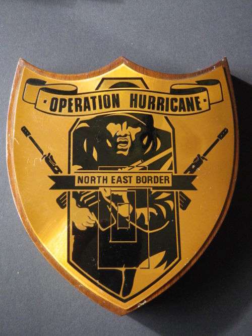 RHODESIA- OPERATION HURRICANE -  COPPER + ENAMEL PLAQUE-  UDI PERIOD.