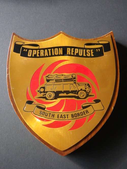 RHODESIA- OPERATION REPULSE COPPER + ENAMEL PLAQUE-  UDI PERIOD.