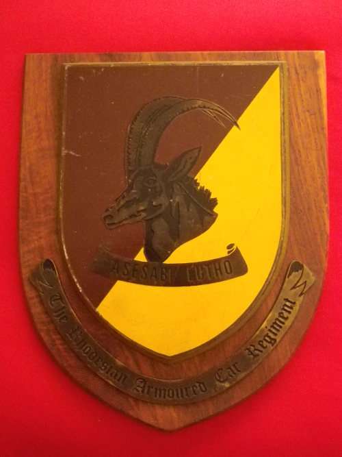 RHODESIA ARMED CAR REGT. COPPER+ ENAMEL PLAQUE.  UDI PERIOD