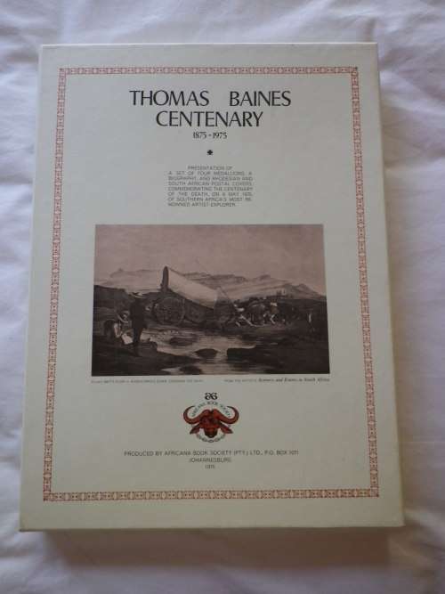 THOMAS BAINES CENTENARY 1875- 1975 PRESENTATION SET (BRONZE) COMPLETE -  4 MEDALLIONS/COVERS/BOOKLET