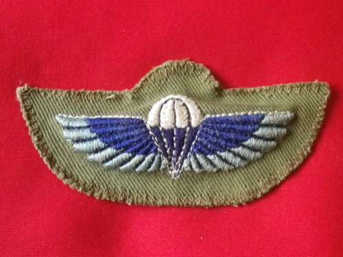 RHODESIAN ARMY SAS QUALIFIED PARACHUTIST (OPERATIONAL) EMBROIDERED PADDED WINGS  - UDI PERIOD