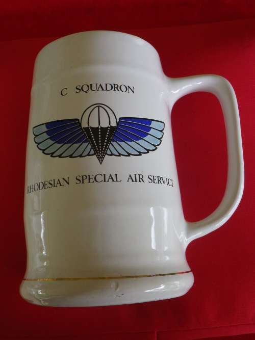 RHODESIA - SAS C SQUADRON COMMEMORATIVE MUG UDI PERIOD -  NORBEL SALISBURY, RHODESIA