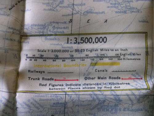 GREAT BRITAIN - WW II BARTHOLOMEW SILK ESCAPE MAP OF EUROPEAN THEATRE AS USED BY RAF, POW'S ETC