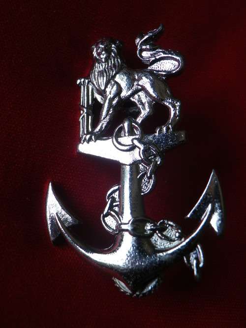 SA NAVY CADETS CHROMED BERET BADGE - BORDER WAR PERIOD DINNES 1162