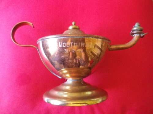 BRASS NATAL PROV. ADMINISTRATION - NURSES "FLORENCE NIGHTINGALE LAMP" INSCRIBED TO RECIPIENT 1972