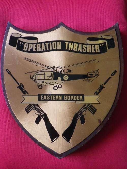RHODESIA - OPERATION THRASHER -  COPPER & ENAMEL PLAQUE