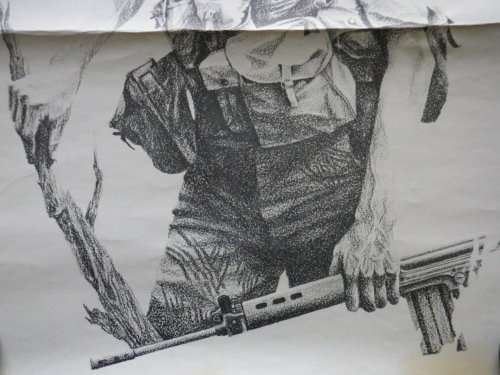 RHODESIA - PETER BADCOCK LTD ED SIGNED PRINT 123/350 - SUBJECT "WHITE RHODESIAN TROOPIE"