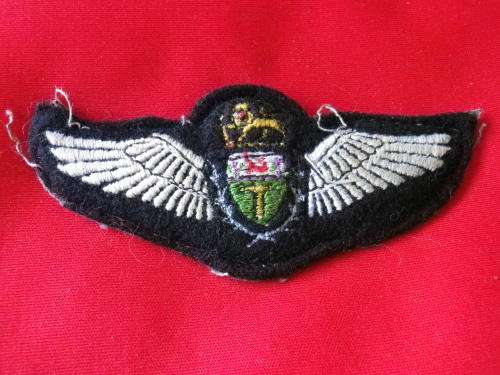 3912 RHODESIAN AIR FORCE PILOTS PADDED EMBROIDERED WINGS - UDI PERIOD