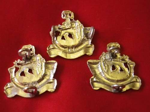 RHODESIAN LIGHT INFANTRY -  SILVER ANODISED CAP + FACING COLLAR BADGES  -  UDI PERIOD (3998)