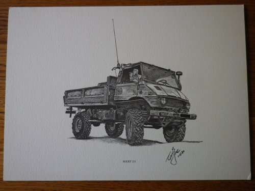 RHODESIA - COLIN EYRE PRINT OF MILITARY VEHICLES OF RHODESIAN BUSH WAR - "RODEF 2.5 - 01/05/1980"