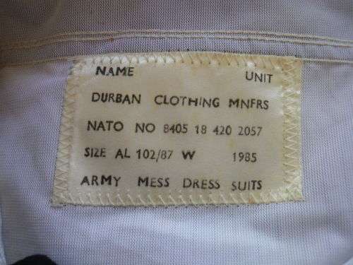 SADF - MAJORS FINANCE CORPS MESS DRESS JACKET + TROUSERS  -   (Z3123)