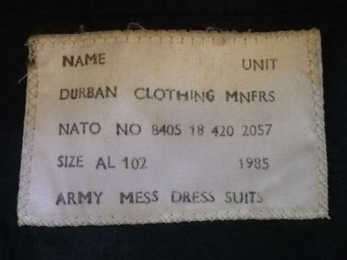 SADF - MAJORS FINANCE CORPS MESS DRESS JACKET + TROUSERS  -   (Z3123)