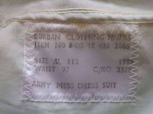 SADF - LIEUTENANT GENERAL'S  MESS DRESS  - JACKET + TROUSERS + WAIST COAT + SHIRT   -   (Z3126)