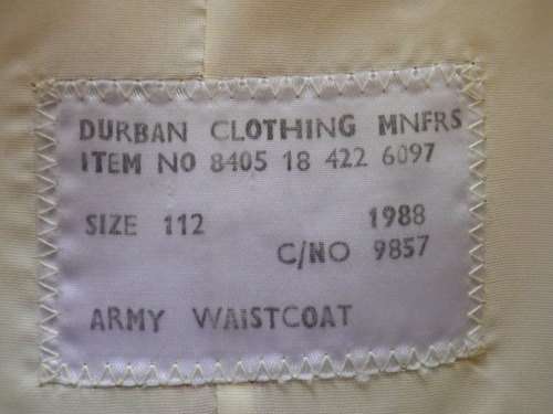 SADF - LIEUTENANT GENERAL'S  MESS DRESS  - JACKET + TROUSERS + WAIST COAT + SHIRT   -   (Z3126)