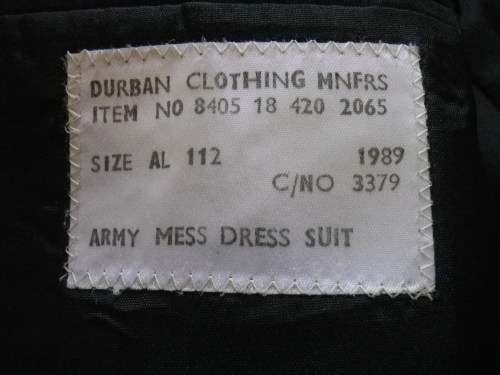 SADF - LIEUTENANT GENERAL'S  MESS DRESS  - JACKET + TROUSERS + WAIST COAT + SHIRT   -   (Z3126)