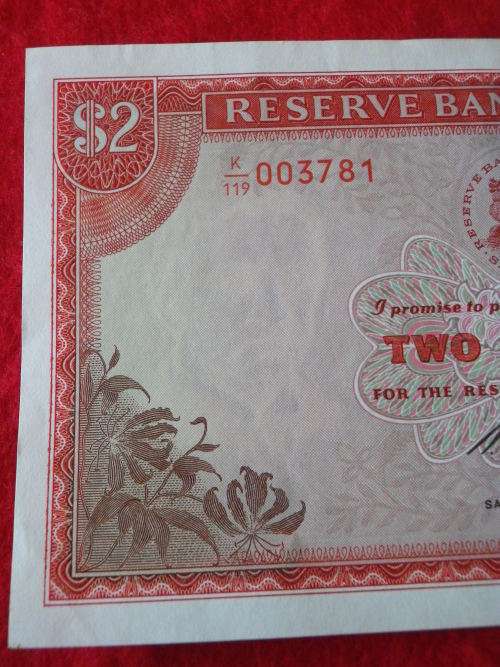 RHODESIA - USED $2 NOTE  - "SALISBURY - 7th APRIL 1975  # 003781" -  (4122)