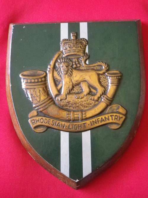RHODESIAN LIGHT INFANTRY PLAQUE  - PRE DUI - UNCOMMON - MADE BY  "RHOBARD RHONYA"  (4348)