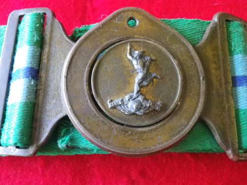 SA ARMY - SIGNALS UNIT - STABLE BELT + BUCKLE - BORDER WAR PERIOD - DINNES 4059  (X1859)