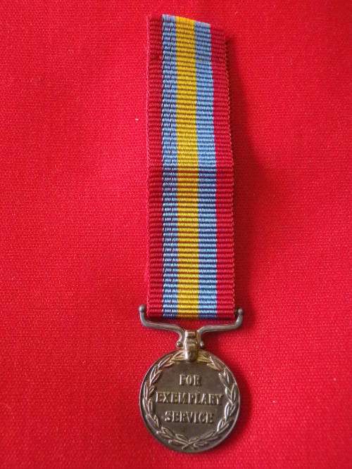 RHODESIA -EXEMPLARY SERVICE MEDAL   +  RIBBON - MINIATURE MEDAL  - UDI PERIOD (4605)