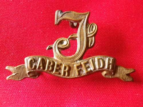 GREAT BRITAIN - SEAFORTH HIGHLANDERS EARLY BRASS COLLAR BADGE - 3 LUGS-  (V138)