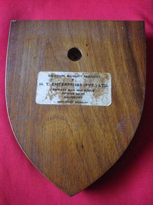 RHODESIA - BSAP PLAQUE - MADE BY HT ENTERPRISES SALISBURY      (4693)