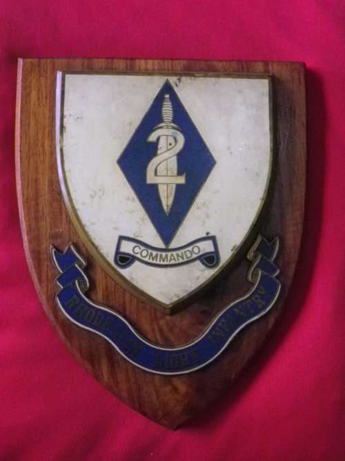 RHODESIAN LIGHT INFANTRY - 2 COMMANDO  PLAQUE - UDI PERIOD - SOME DISCOLOURATION  ( 4853)