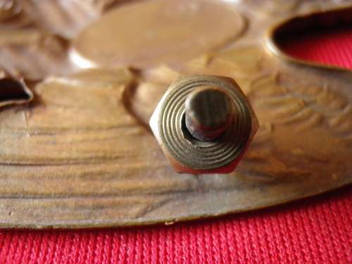 ITALIAN WW2 COLONIAL POLICE / PAI OFFICERS HELMET PLATE - HEIGHT 76.5mm / 3" -  WIDTH 47.5mm (4965)