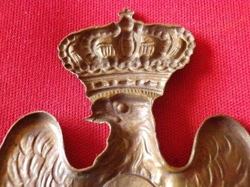 ITALIAN WW2 COLONIAL POLICE / PAI OFFICERS HELMET PLATE - HEIGHT 76.5mm / 3" -  WIDTH 47.5mm (4965)