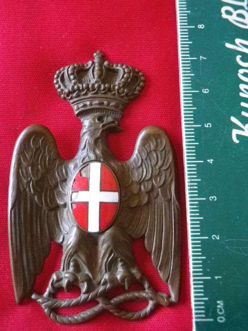 ITALIAN WW2 COLONIAL POLICE / PAI OFFICERS HELMET PLATE - HEIGHT 76.5mm / 3" -  WIDTH 47.5mm (4965)