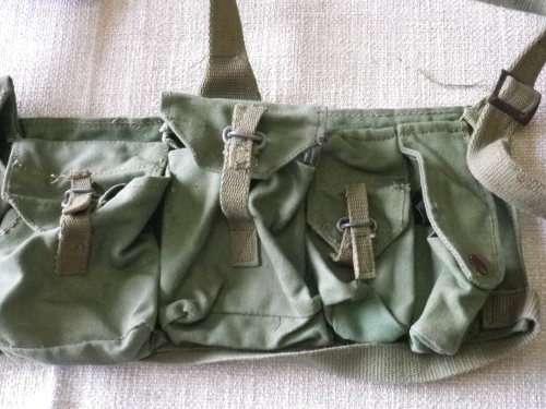 RHODESIAN MANUFACTURED CHEST RIG - 3 MAG + GRENADE POUCHES, AS USED IN RHODESIAN BUSH WAR  (5031)